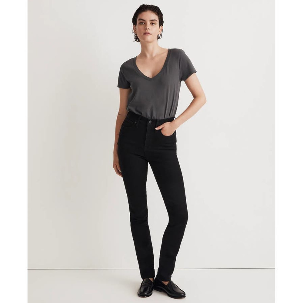 NWT Madewell Stovepipe Jeans in Black‎ Rinse Wash Size 25